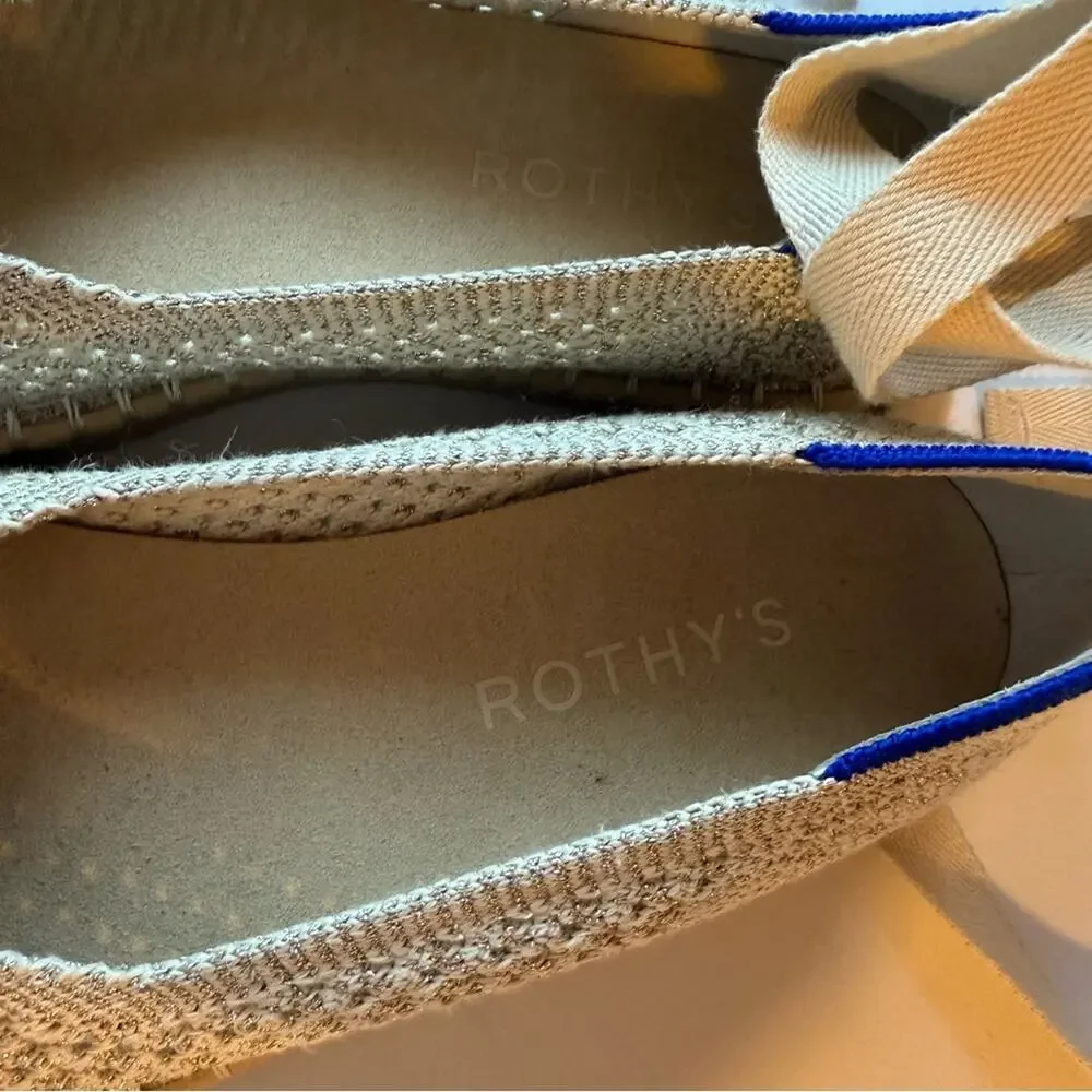 Rothy's Women's cream gold espadrilles ballet wrap flats